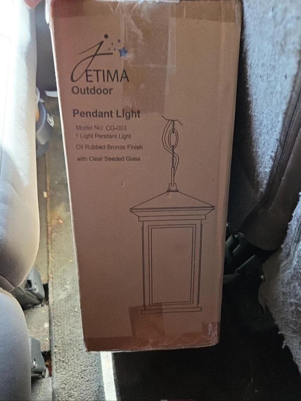Outdoor Oil Rubbed Bronze Pendant Light - Clear Seeded Glass